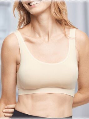 Yummie by Heather Thomson Nylon Scoop Neck Bra w/ Removable Pads, Nude